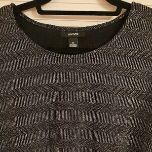 Alfani Black and Silver Striped Top, Sz XL EUC!